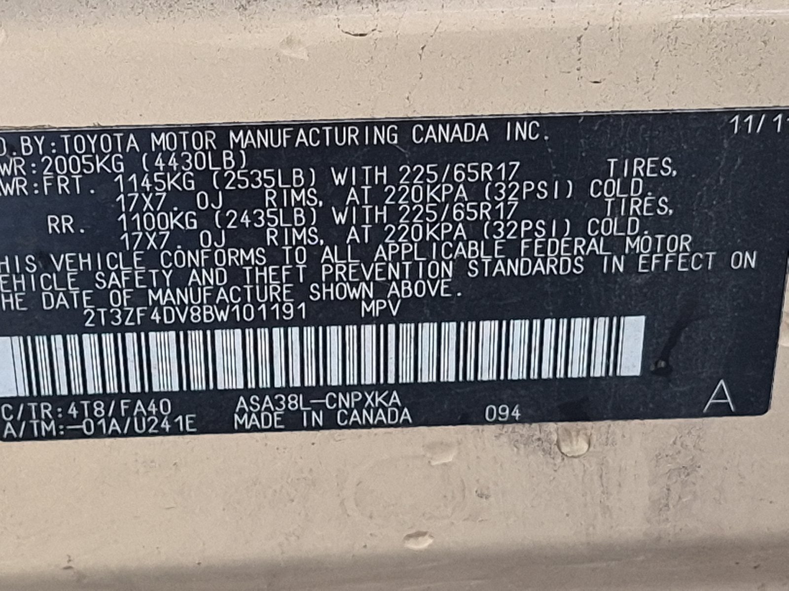 2011 Toyota RAV4 Base