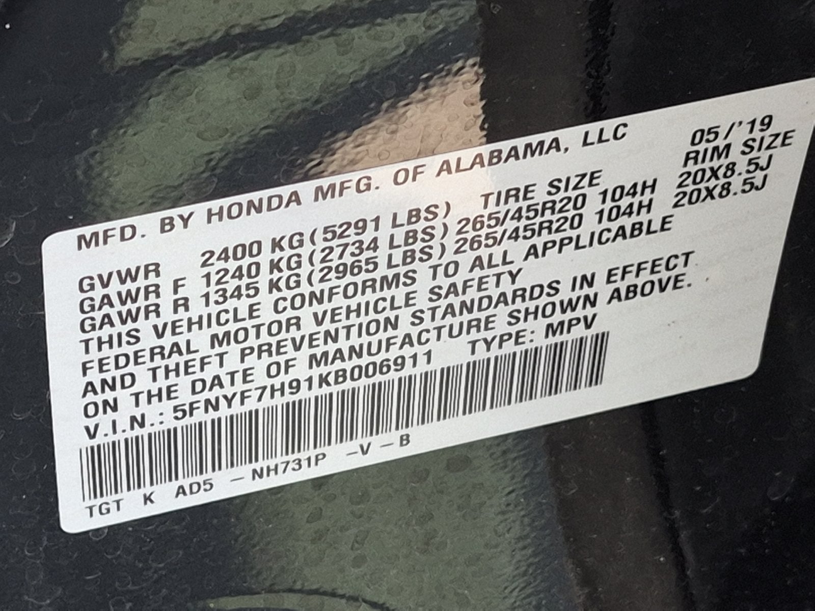 2019 Honda Passport Touring