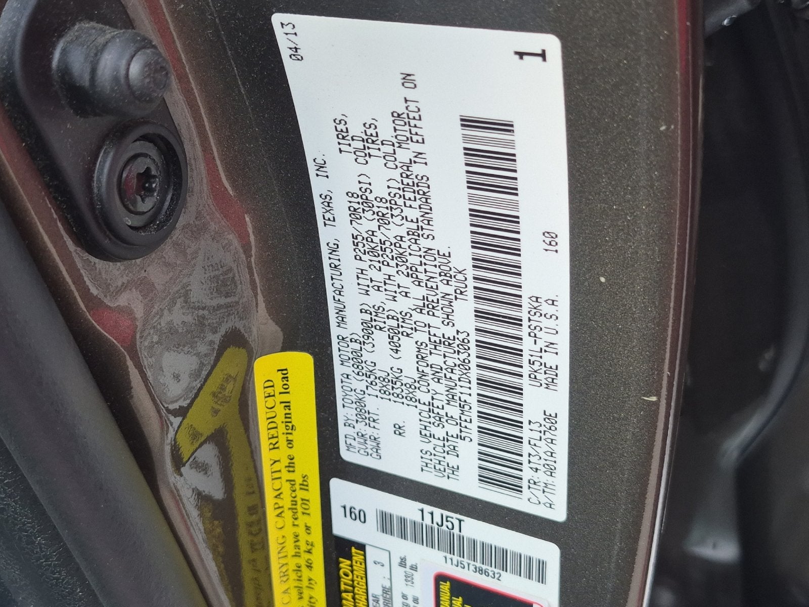 2013 Toyota TUNDRA 4X2 Grade 4.6L V8