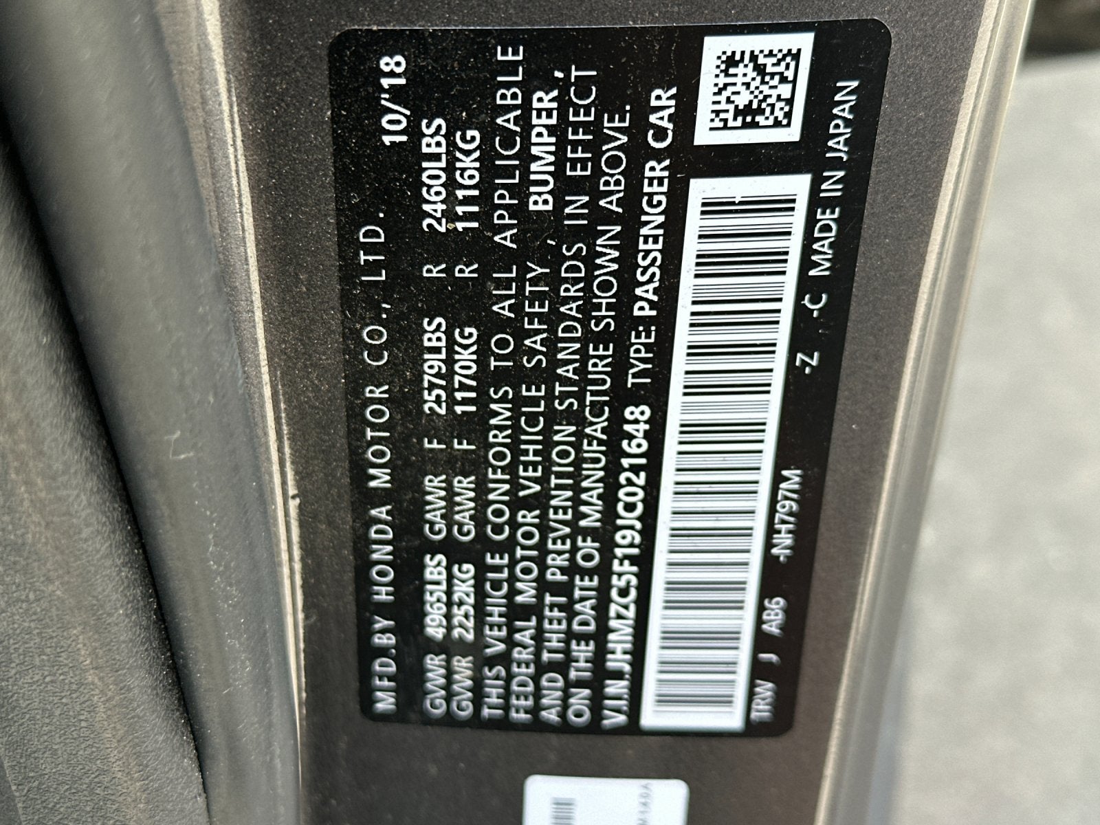 2018 Honda Clarity Base