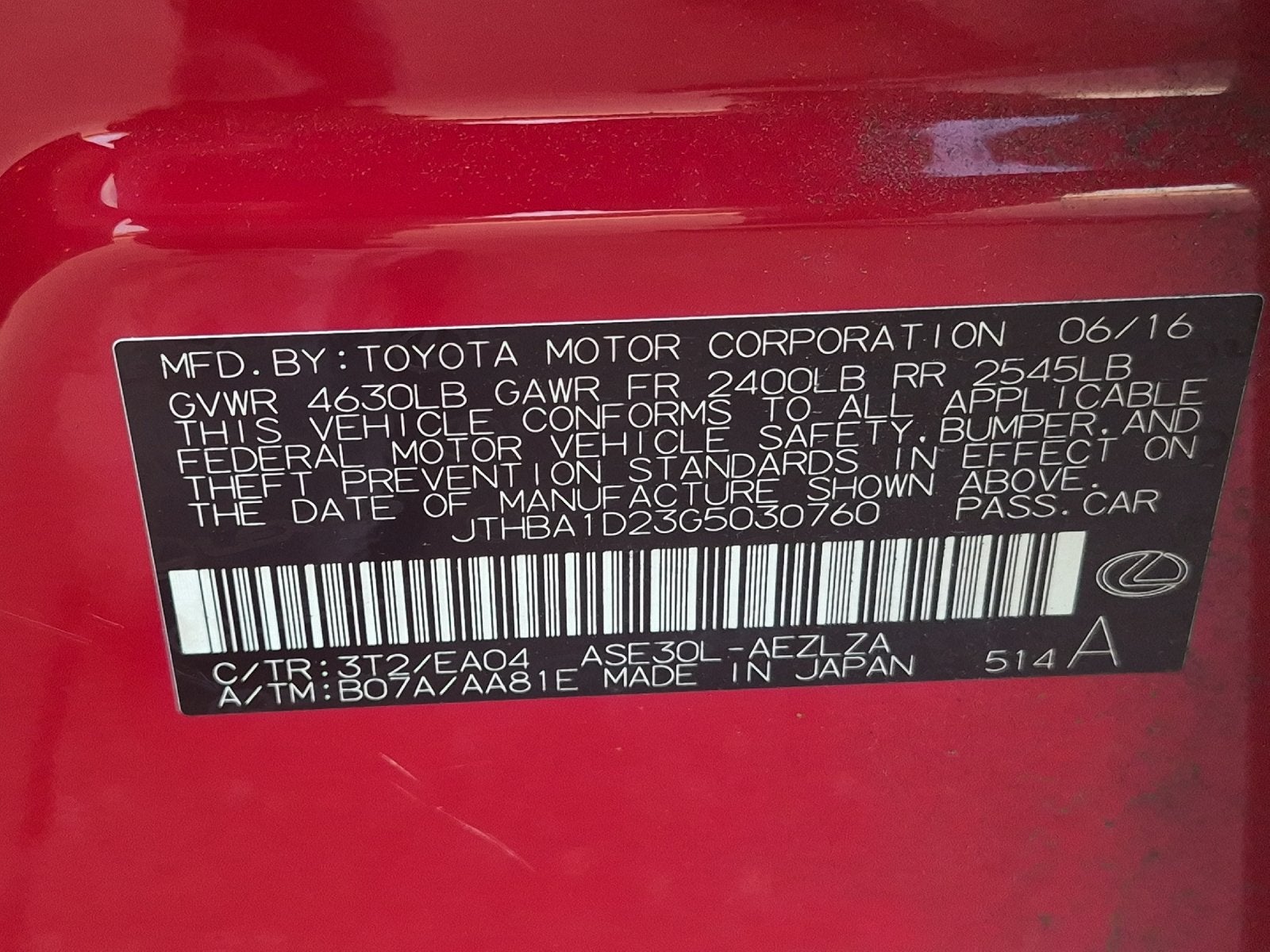 2016 Lexus IS 200t